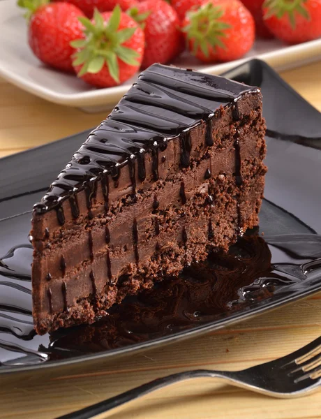 Chocolate slice cake piece dish.