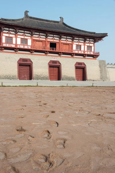 LUOYANG, CHINA - NOV 18 2014: Street Remains Outside Dingding Gate from the Sui and Tang Dynasty. UNESCO World heritage site in Luoyang, Henan, China.
