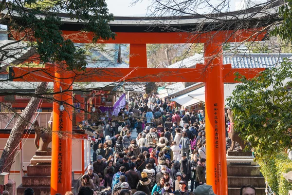 KYOTO, JAPAN - Jan 11 2015: Approach to Fushimi Inari-taisha Shrine. a famous shrine in the Ancient city of Kyoto, Japan.