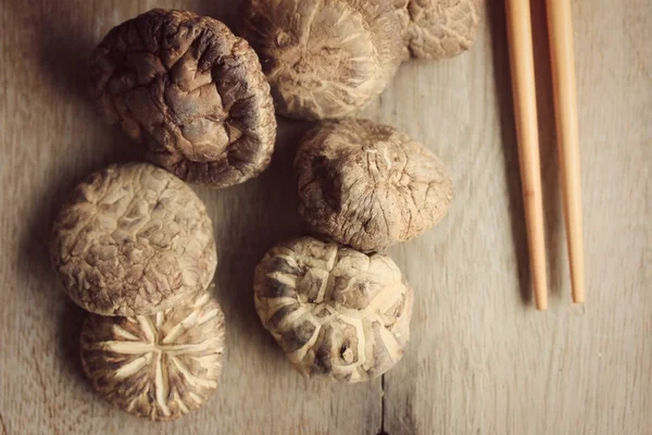 Heap dried shiitake mushrooms