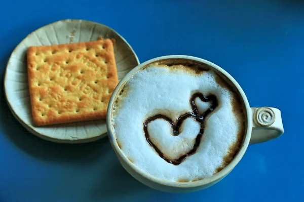 Vintage latte art heart coffee