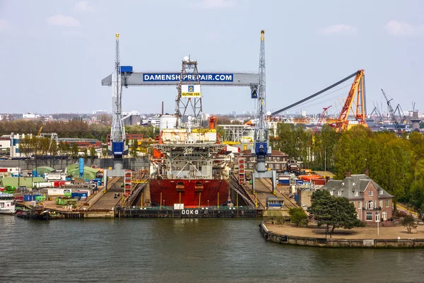 ROTTERDAM, NETHERLANDS - JUN 3, 2016: Ship repair dock in sea port Rotterdam, Netherlands