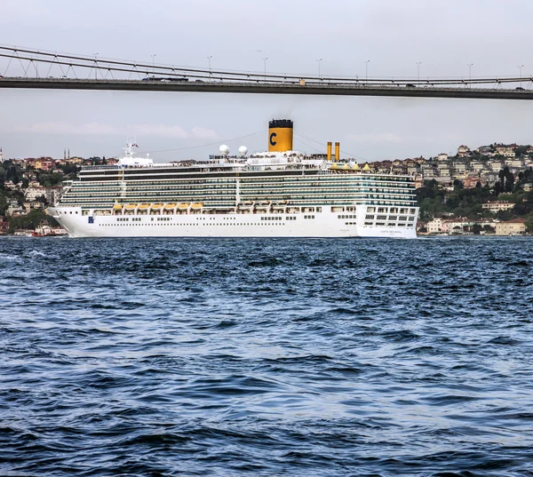 ISTANBUL, TURKEY - MAY 3, 2016: Cruise liner Costa in Bosporus, Istanbul, Turkey