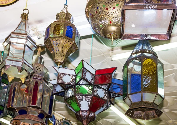 Arabic lamps. Moroccan oriental traditional souvenirs