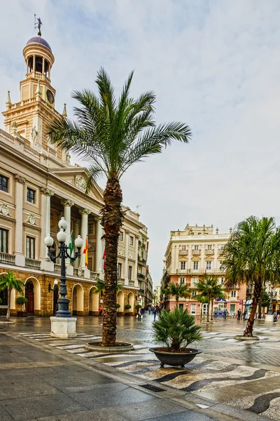 KADIZ, SPAIN - AUG 21, 2016: Kadiz square, Spain, Andalusia. Historical building