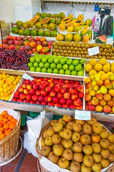 Market booth with fruits, Funchal, Madeira