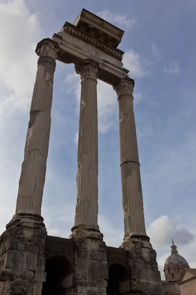 Restored stone columns in the ancient Roman Forum