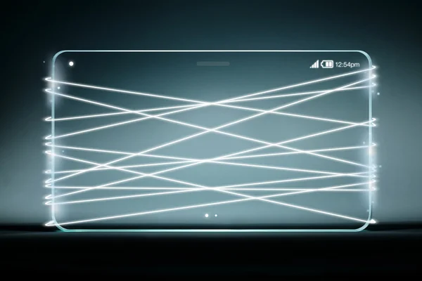 Optical fiber emitting white light with transparent smartphone