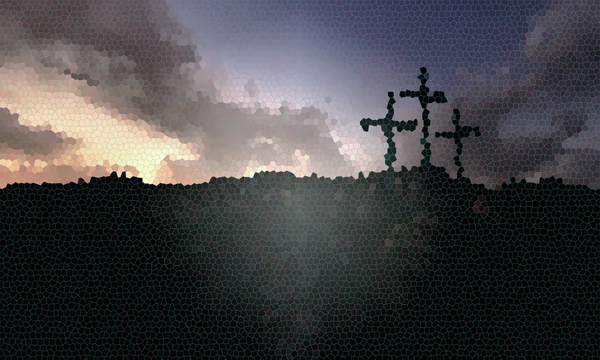 Three Crosses at Sunset
