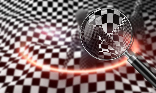 Checkered composition with Black end White checkered people made in 3d