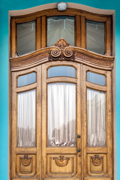 Beautiful door on the facade of a historic building in Ukraine