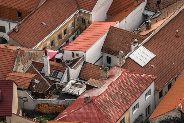 Red tiled roofs, small streets in the north of the Slovakia, Tre
