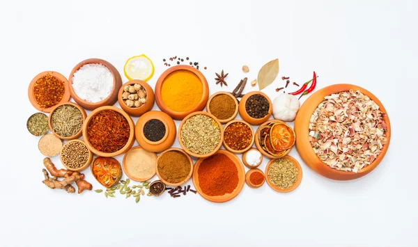 Spices and herb for cooking background and design,Top view spics