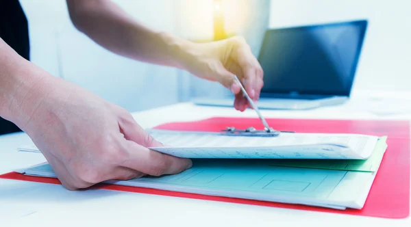 Businesswoman prepare and read data for discuss target on market