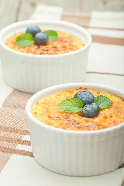 Creme brulee. Traditional French vanilla cream dessert with cara