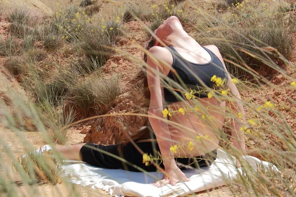 Yoga in desert