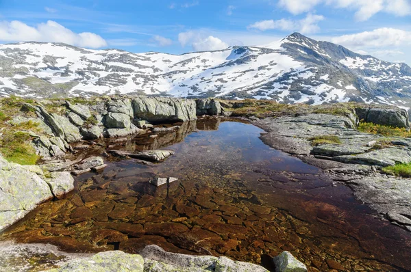 Secluded small lake on the top of mountains