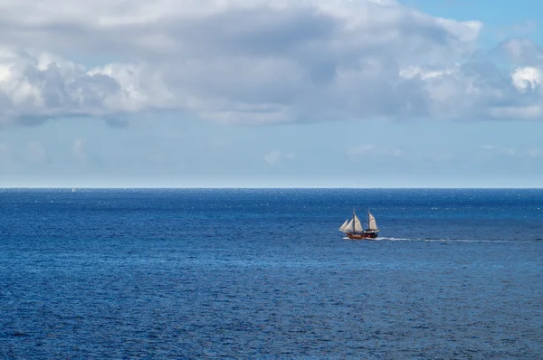 Recreational sailboat in Atlantic ocean near Tenerife island