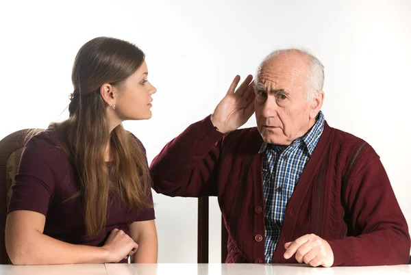Old man doing hearing test