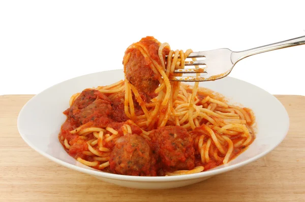 Spaghetti meatballs in a bowl