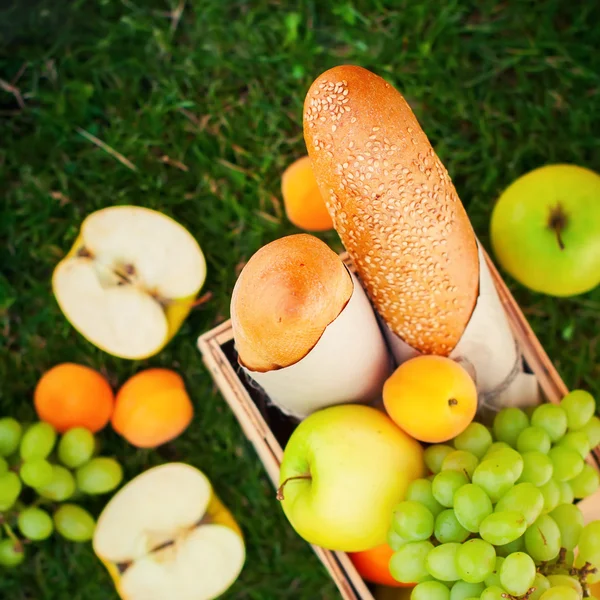 Fresh Summer Food Fruit Picnic Basket Apple Grass