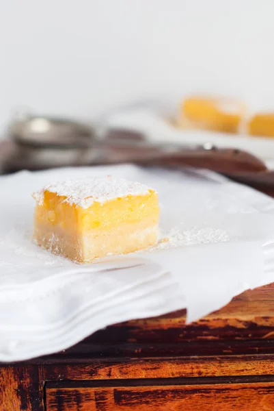 Baked Lemon Bars Powdered Sugar Vintage Napkin