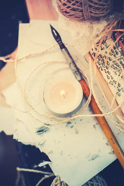 Vintage Things with Memories, Candle, Pen and Paper