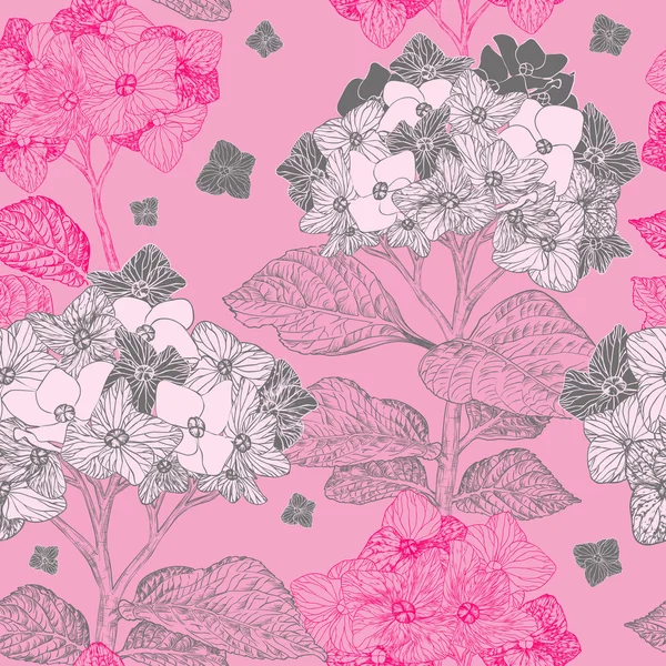 Seamless pattern with hydrangea flowers