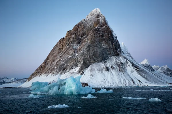 Enchanted Arctic winter landscape - mountains over the fjord - Spitsbergen