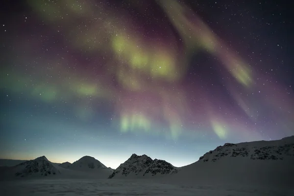 Northern Lights above tre Arctic Archipelago of Svalbard