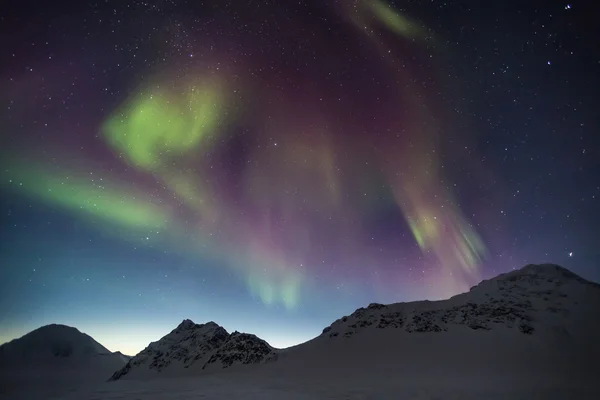 Northern Lights above tre Arctic Archipelago of Svalbard