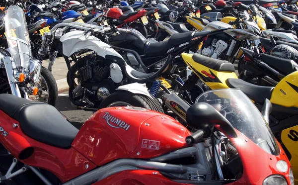 Parked motorbikes in a festival