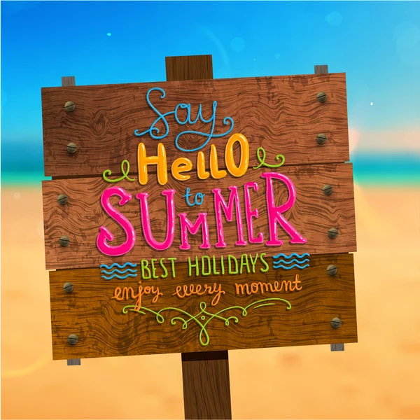 Wooden Plaque with Say Hello to Summer