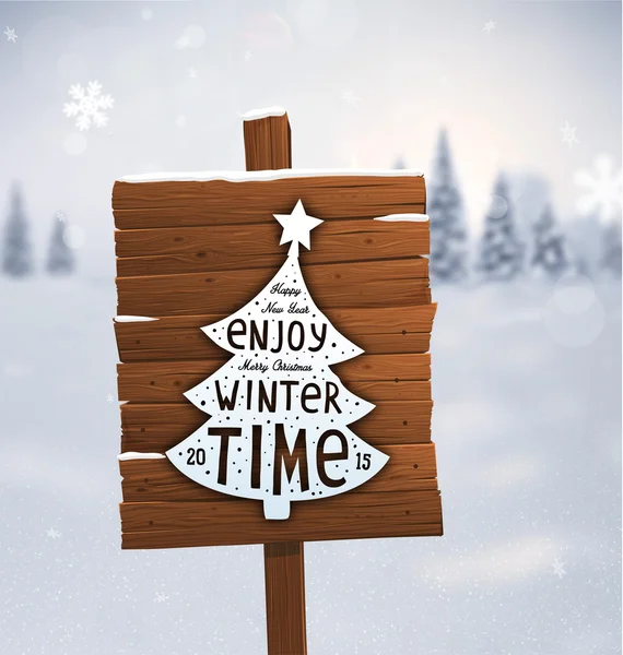 Wooden Plaque with Winter Time Label