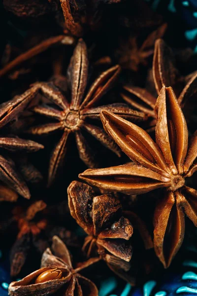 Close-up of Anise Stars. Spice Background.