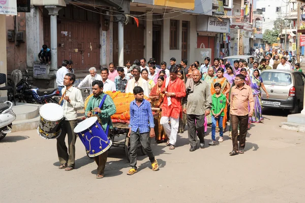 Funeral procession on the streets of Maheshwar on India