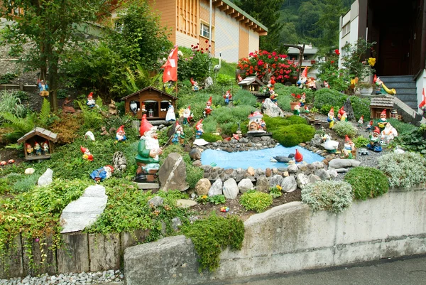 Garden gnomes in a garden