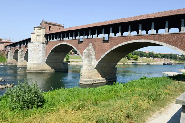 Covered bridge over the river Ticino