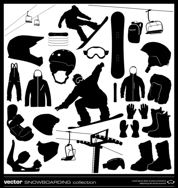 Snowboarding elements vector set.