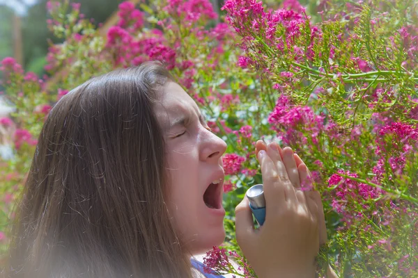 Teenage girl with pollen allergy