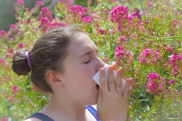 Teenage girl with pollen allergy