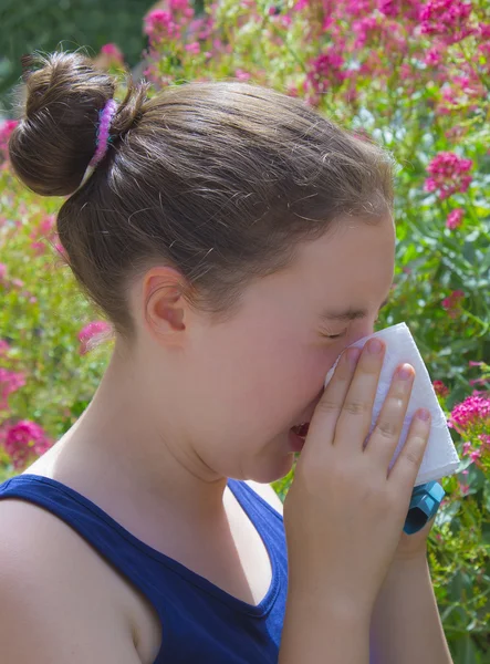 Teenage girl with pollen allergy