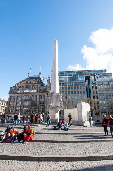 AMSTERDAM-APRIL 27:  The National Monument on Dam Square during King\'s Day on April 27, 2015, the Netherlands.