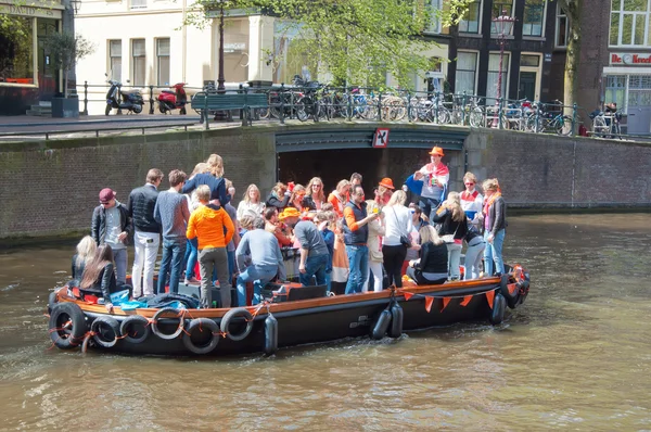 AMSTERDAM-APRIL 27:  King\'s Day boating on April 27, 2015 in Amsterdam, the Netherlands.