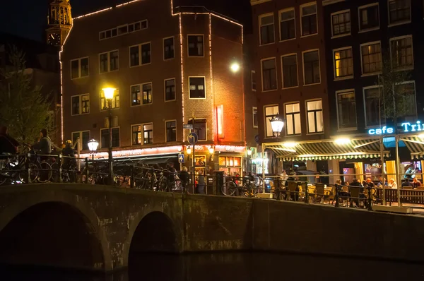 Amsterdam-May 01: Red-light district at night on May 01,2015, the Netherlands.