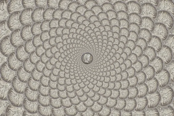 Pattern from a silver coin of a quarter of dollar - Barber coina