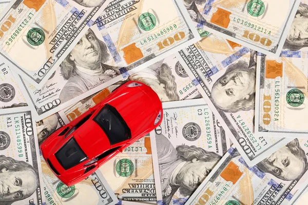 Car on money cash  background