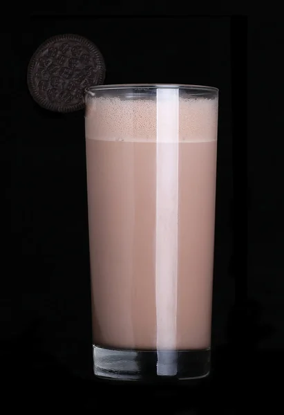 Milkshakes chocolate flavor ice cream isolated on black background