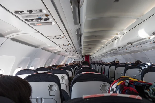 Jet airplanes interior view with unidentified people