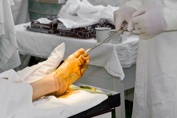 Doctors with tools in hands making surgery